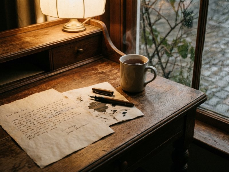 Ručně psaný dopis na dřevěném stole symbolizující opravdovost komunikace.